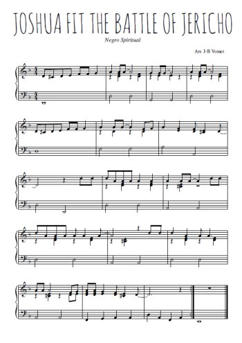 Téléchargez l'arrangement pour piano de la partition de Joshua fit the battle of Jericho en PDF